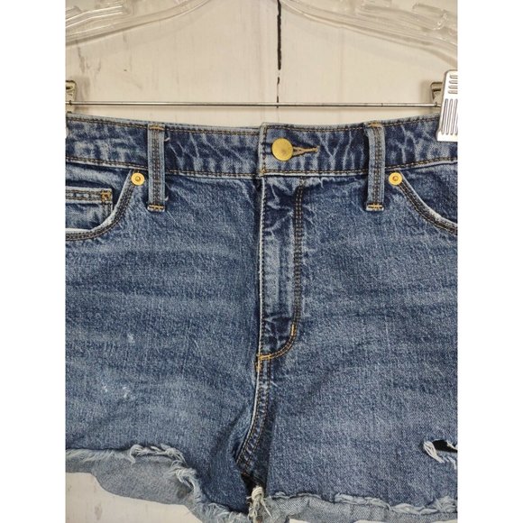 Universal Thread Blue Jean Shorts Denim Cut Off High Rise Ripped Frayed Size 10 - Picture 7 of 8